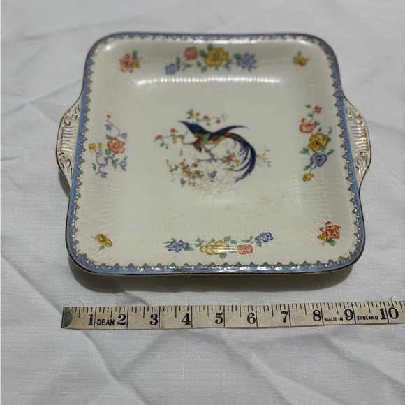 Vintage Floral Square Ceramic Dish with Handles - Picture 1 of 7